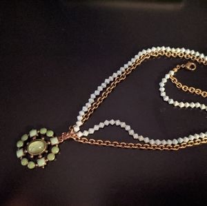 Teal green beaded necklace